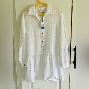 Seaspice Restortwear Laid-Back White Button-Front Women’s Tunic size medium
